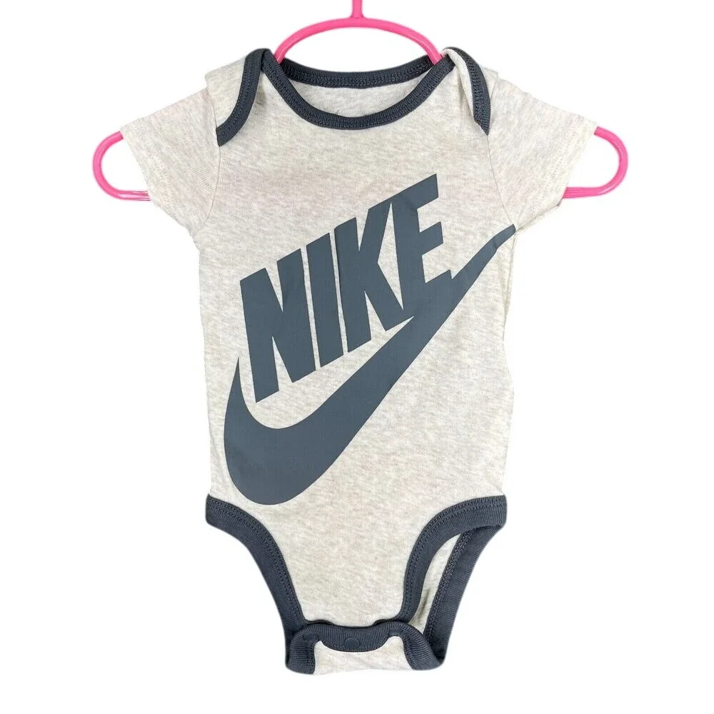 Nike Baby Onesy 0-6 Month Gray Onepiece Jumpsuit‎ Bodysuit Swoosh basketball